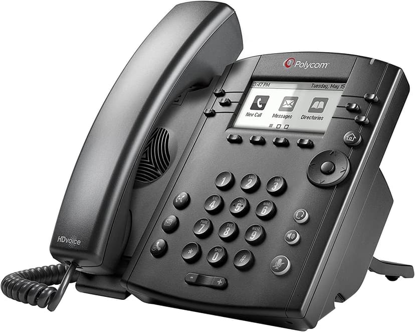 Polycom VVX300 Series Business Media Desktop Phone, PoE (2200-46135-025) Power Supply Not Included