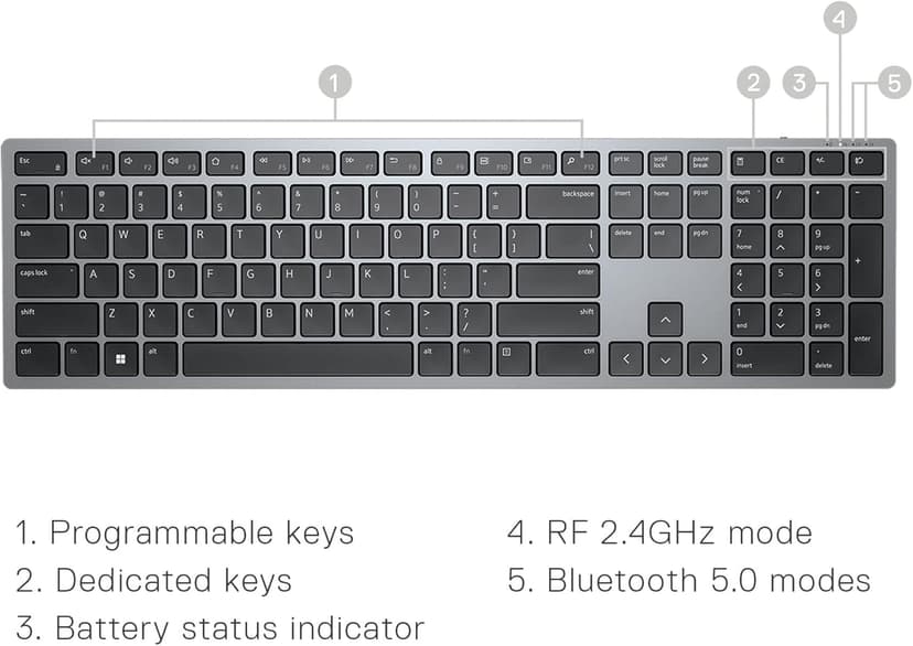 Dell Premier Multi-Device Wireless Bluetooth Keyboard and Mouse - KM7321W