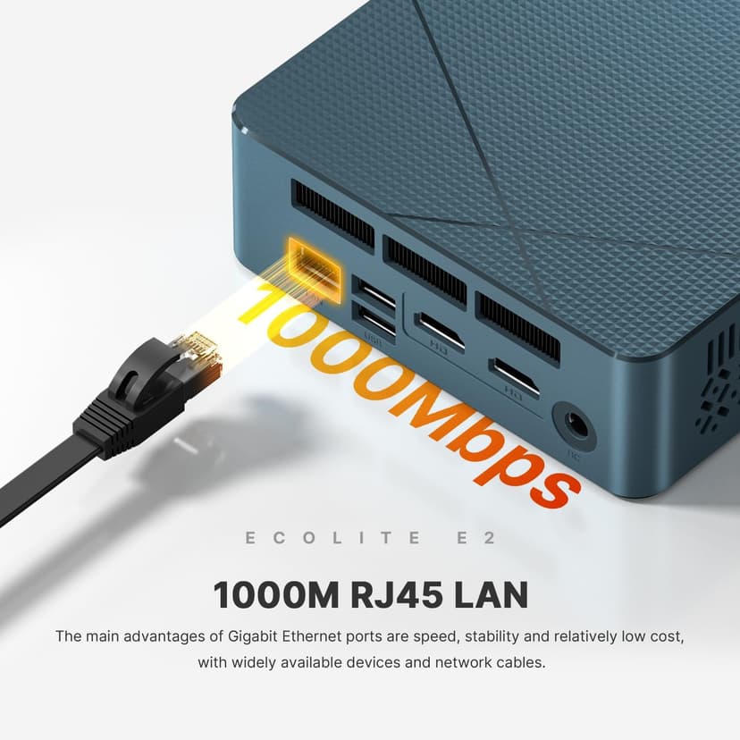 E2 Mini PC Desktop Computers, AMD Ryzen 5 3550H, 16GB DDR4, 512GB PCIe SSD, 4K Triple Display, Type-C & USB3.2, RJ45 & Wi-Fi 5 & BT 5.0, Compact Silent PC for Office, Streaming, Home Theater