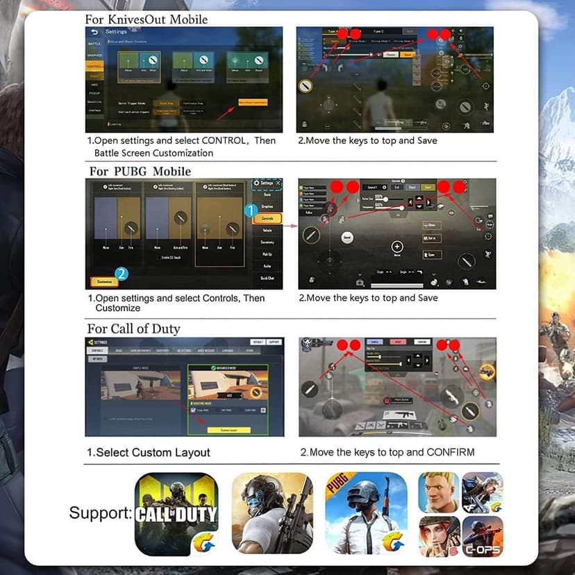 13 in 1 PUBG Mobile Triggers Combo, L2R2 4 Triggers Mobile Phone Controller for PUBG/Fortnite/Call of Duty/Rules of Survival, Aim & Fire Trigger for iPhone & Android Phones
