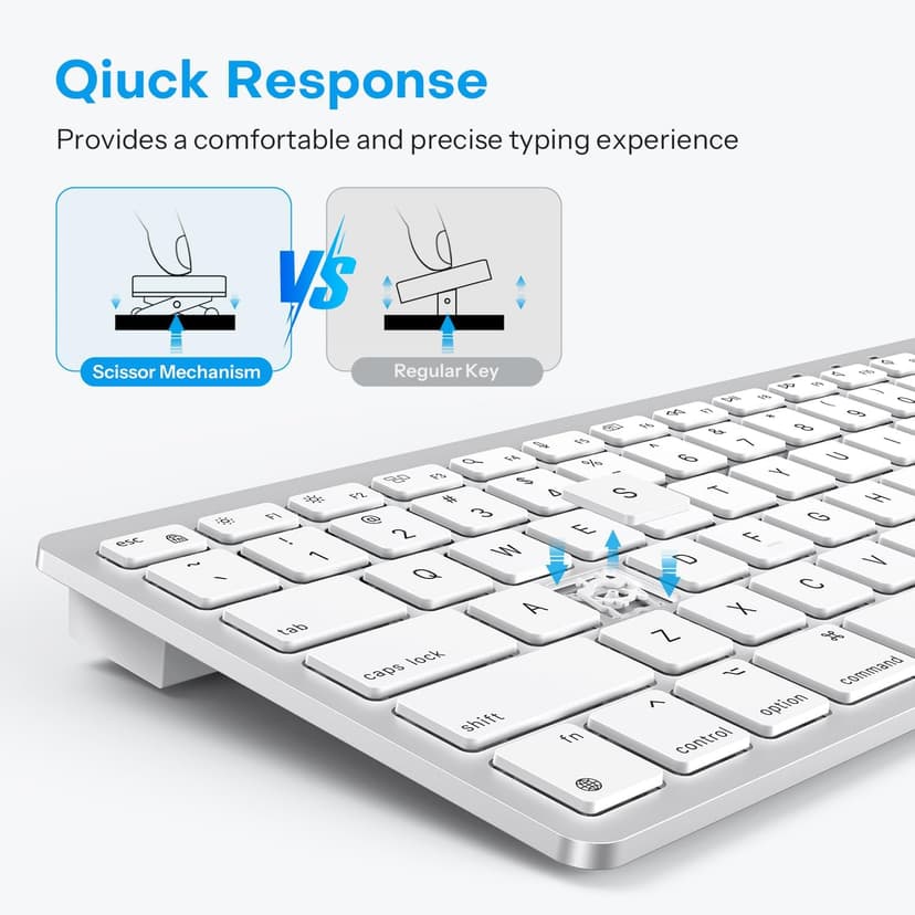 OMOTON Wired Keyboard for Mac with Dual Interface, Comfortable Typing Angle & Stable Connection, Compatible with MacBook, iMac, Mac Mini, PC-White