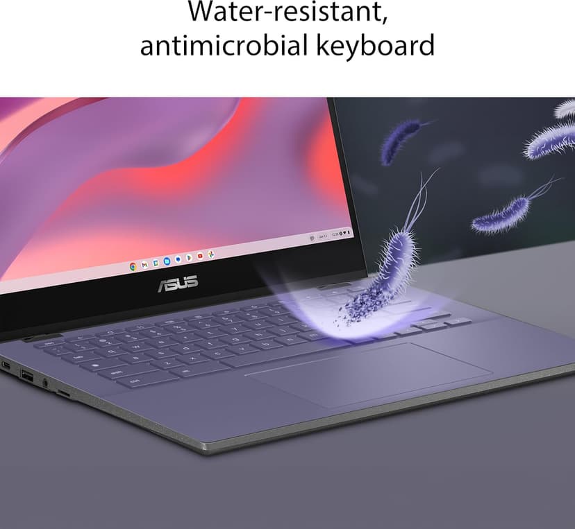 ASUS Chromebook CM14 Laptop, 14" HD Anti-Glare Display (1366x768), MediaTek Kompanio 520, 4GB RAM, 64GB eMMC, ChromeOS, Gray, CM1402CM2A-DS44, Gravity Grey