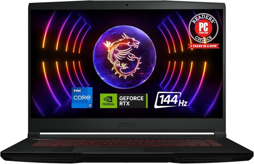 MSI Thin GF63 15.6" 144Hz Gaming Laptop: 12th Gen Intel Core i7, NVIDIA GeForce RTX 4050, 16GB DDR4, 512GB NVMe SSD, Type-C, Cooler Boost 5, Win11 Home: Black 12VE-066US