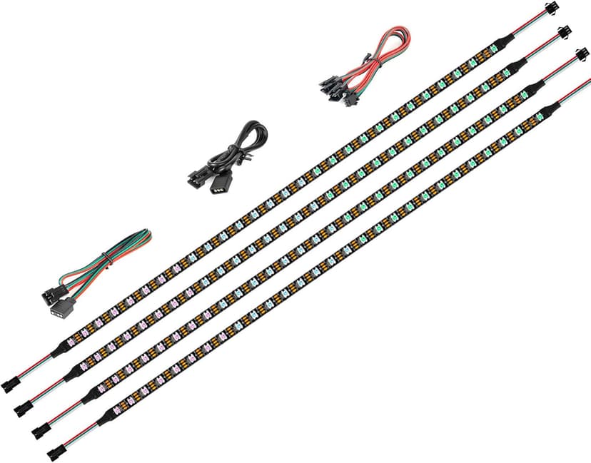 BTF-LIGHTING WS2812B IC PC Light Strip 4PCs 19in Individually Addressable for 5V 3Pin LED Headers for Asus Aura,Gigabyte RGB Fusion, MSI Mystic Light