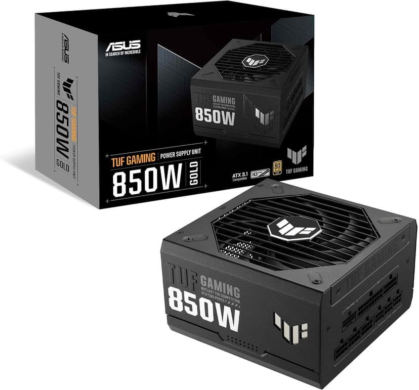ASUS TUF Gaming 850W Gold (850 Watt, ATX 3.0 Compatible, Fully Modular Power Supply, 80+ Gold, Military-Grade Components, Dual Ball Bearing, Axial-tech Fan, PCB Coating, 10 Year Warranty)