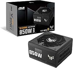 ASUS TUF Gaming 850W Gold (850 Watt, ATX 3.0 Compatible, Fully Modular Power Supply, 80+ Gold, Military-Grade Components, Dual Ball Bearing, Axial-tech Fan, PCB Coating, 10 Year Warranty)