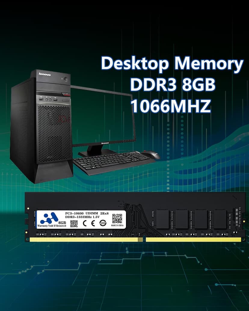 Ram DDR3 1333MHZ,8GB Desktop Memory CL9 1.5V Non-ECC Unbuffered DIMM PC3-10600,240PIN Intel AMD Compatible Computer PC Memory-Black(Only Support Desktop)