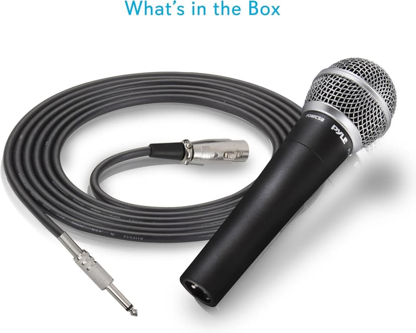 Pyle Handheld Microphone PDMIC58 - Dynamic Moving Coil Cardioid Unidirectional Includes 15ft XLR Audio Cable to 1/4'' Audio Connection