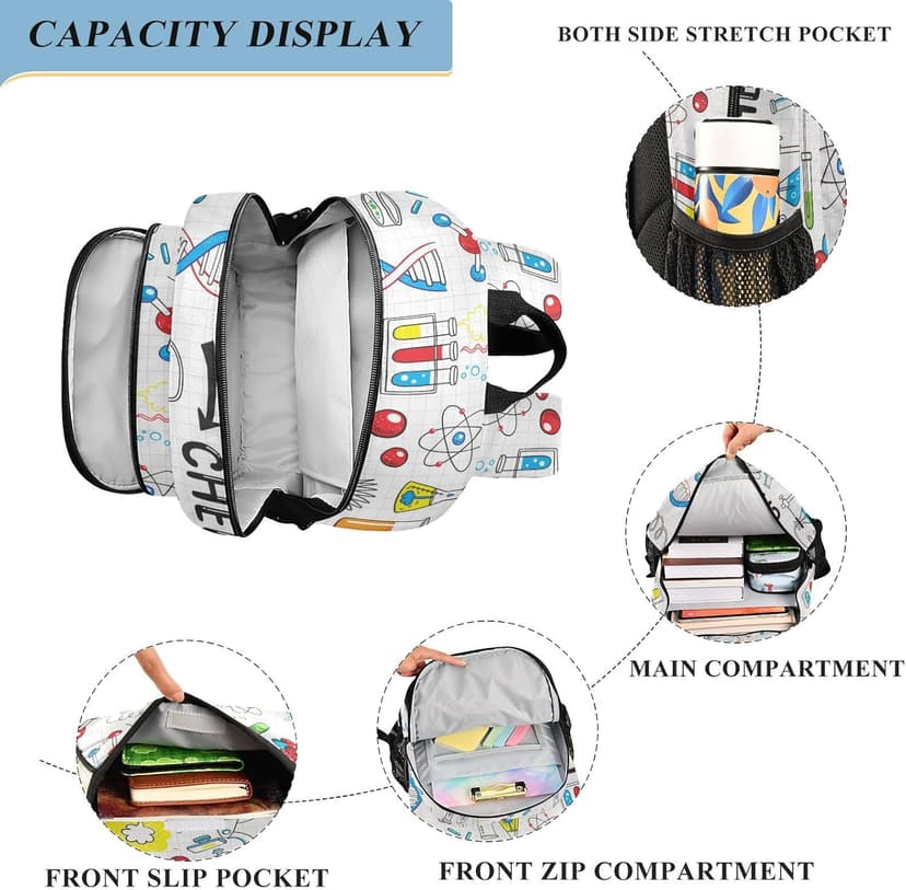 Backpack Chemistry Science School Shoulder Bag Lightweight Laptop Backpack Student Travel Daypack