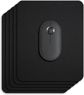 5 Pack Small Mouse Pad with Waterproof Surface, Basic Computer Mousepad for Desk, Compact Size 8.5 x 7 Inches, Non-Slip Rubber Base, Black