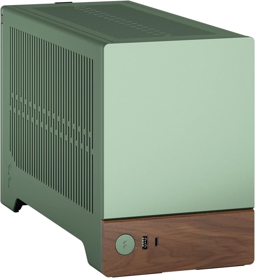 Fractal Design Terra Jade - Wood Walnut Front Panel - Small Form Factor - Mini ITX Gaming case – PCIe 4.0 Riser Cable – USB Type-C - Anodized Aluminum Panels