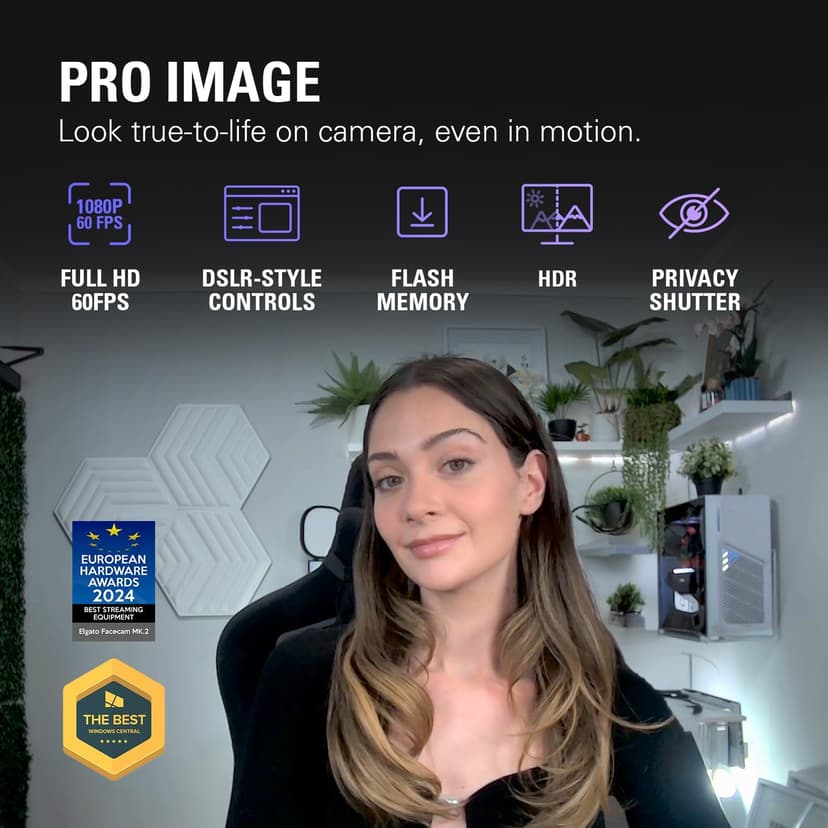Elgato Facecam MK.2 – Premium Full HD Webcam for Streaming, Gaming, Video Calls, Recording, HDR Enabled, Sony Sensor, PTZ Control – works with OBS, Zoom, Teams, and more, for PC/Mac