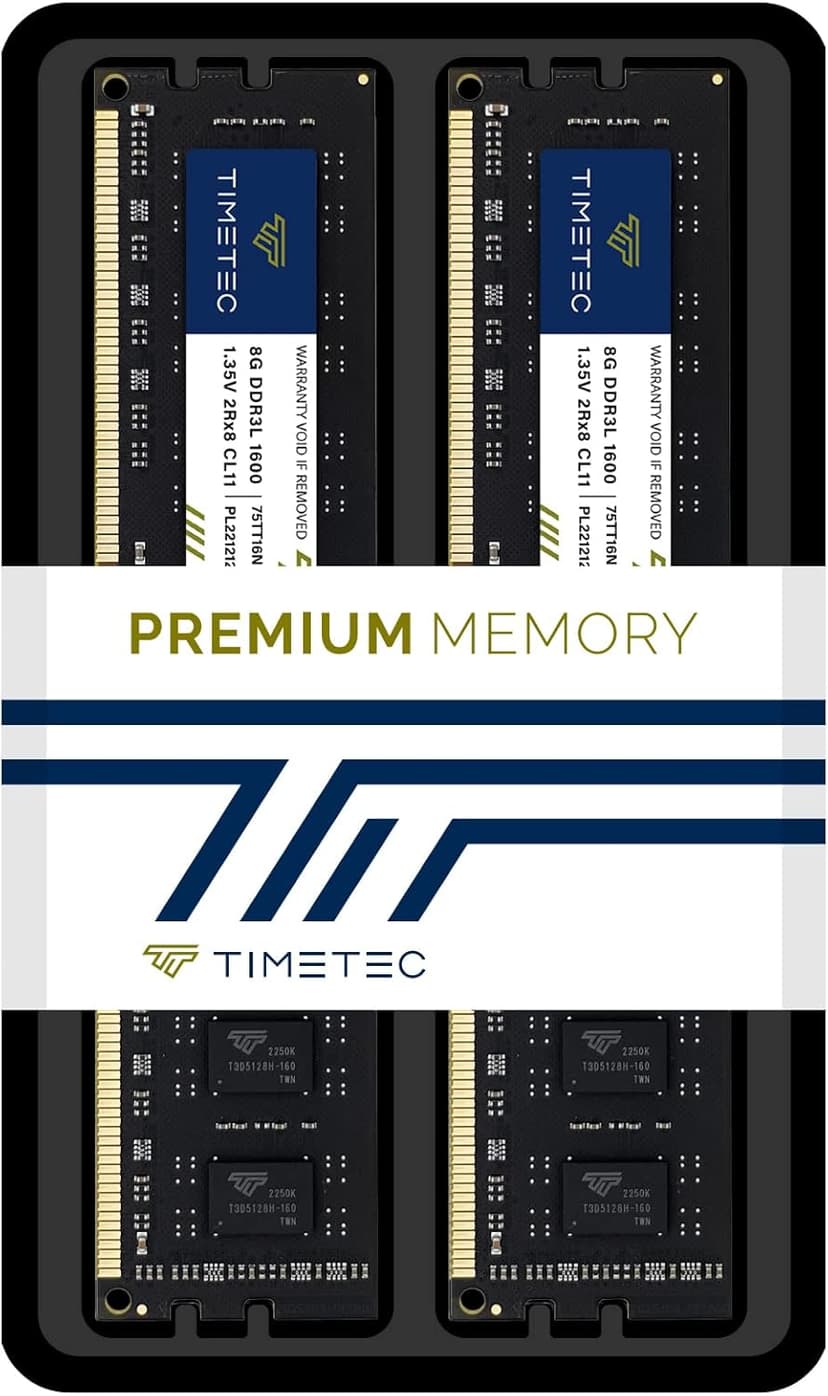Timetec 16GB KIT(2x8GB) DDR3L / DDR3 1600MHz (DDR3L-1600) PC3L-12800 / PC3-12800 Non-ECC Unbuffered 1.35V/1.5V CL11 2Rx8 Dual Rank 240 Pin UDIMM Desktop PC Computer Memory RAM(SDRAM) Module Upgrade