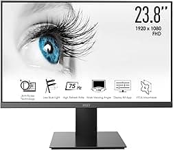 msi Pro MP241X 24” Monitor, Full HD 1080p, 75Hz Refresh Rate, Anti-Glare Display, Less Blue Light, VESA Mountable, HDMI and VGA, Black