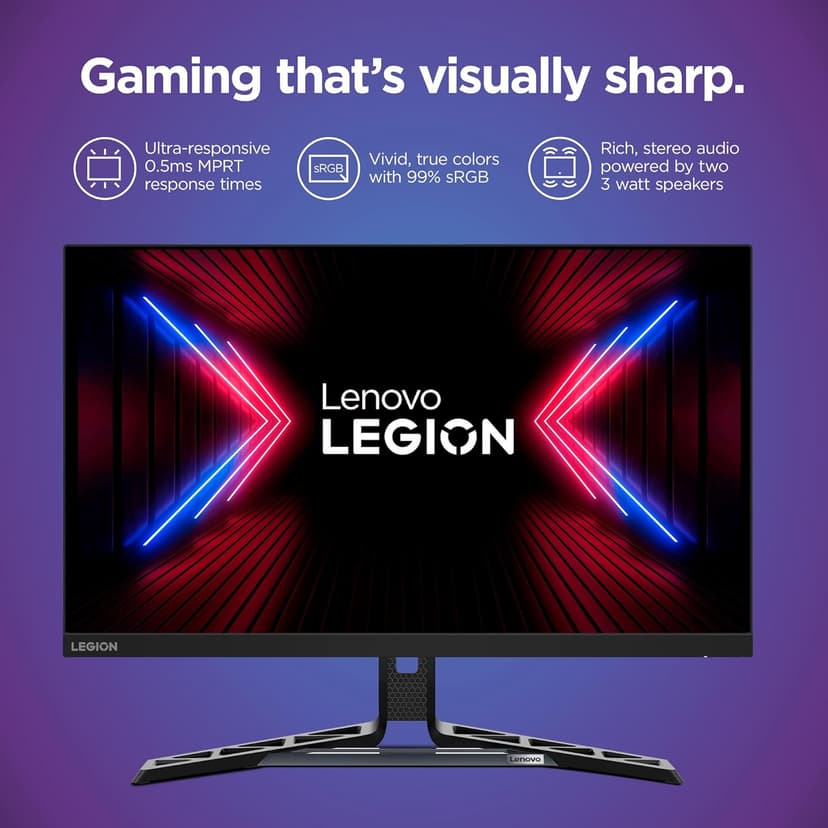 Lenovo Legion R27q-30 Gaming Monitor, 27” QHD Display, 180Hz, 0.5ms Response, AMD FreeSync Premium, Lift/Tilt/Pivot/Swivel Stand, HDMI 2.1 and DisplayPort 1.4, 350 nits, Raven Black