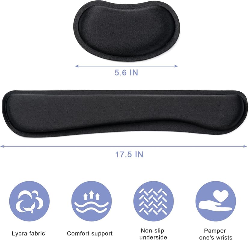 Hoewina Keyboard Wrist Rest,Ergonomic Wrist Rest,Superfine Fabric and Gel Memory Foam Wrist Pad for Computer Keyboard for Easy Typing & Pain Relief, Suitable for Office, Family, Outdoor, Black