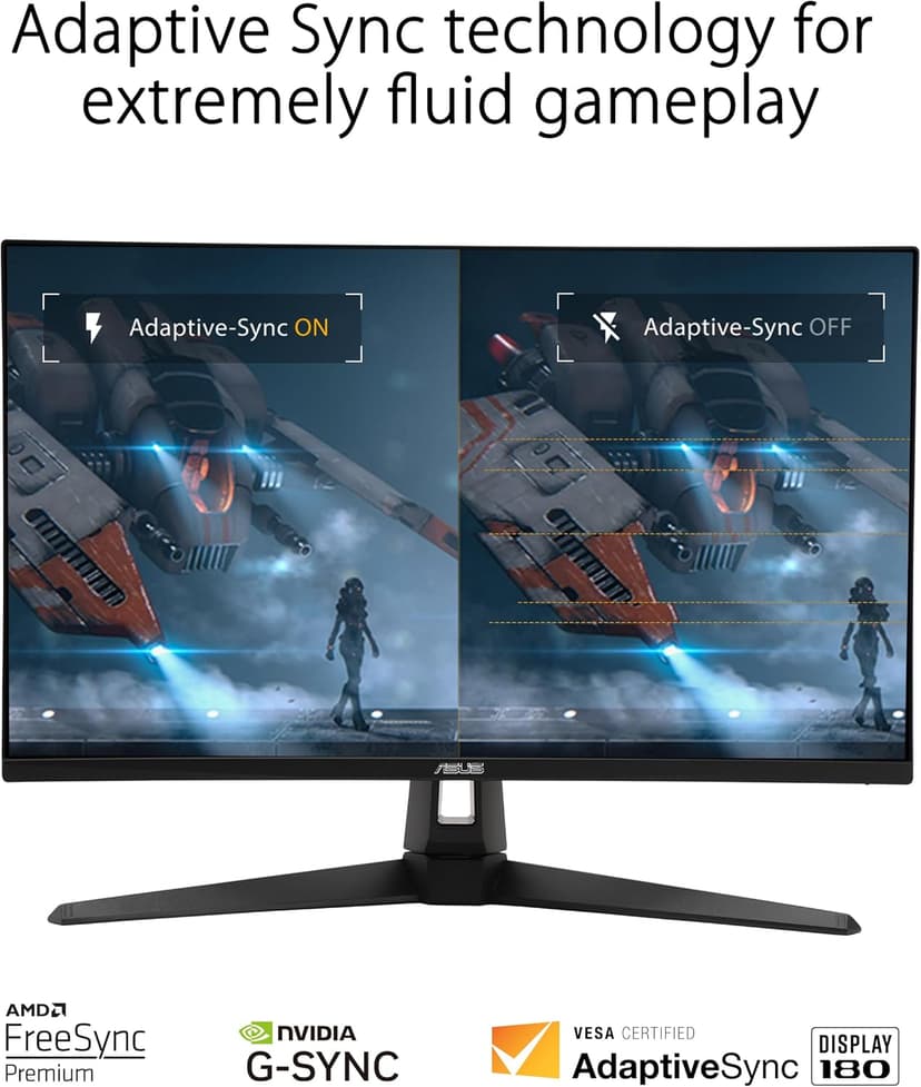ASUS TUF Gaming 27” 1440P HDR Monitor (VG27AQ3A) – QHD (2560 x 1440), 180Hz, 1ms, Fast IPS, 130% sRGB, Extreme Low Motion Blur Sync, Speakers, Freesync Premium, G-SYNC Compatible, HDMI, DisplayPort