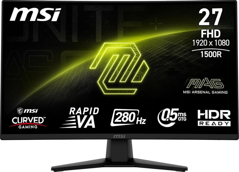 msi MAG 274CXF 27-inch 1920 x 1080 (FHD) Curved Monitor, 280Hz, HDMI, DisplayPort, VGA Port, VESA Mountable, Tilt, Speaker, Slim Bezel, 0.5ms, Black