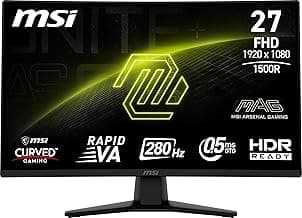 msi MAG 274CXF 27-inch 1920 x 1080 (FHD) Curved Monitor, 280Hz, HDMI, DisplayPort, VGA Port, VESA Mountable, Tilt, Speaker, Slim Bezel, 0.5ms, Black