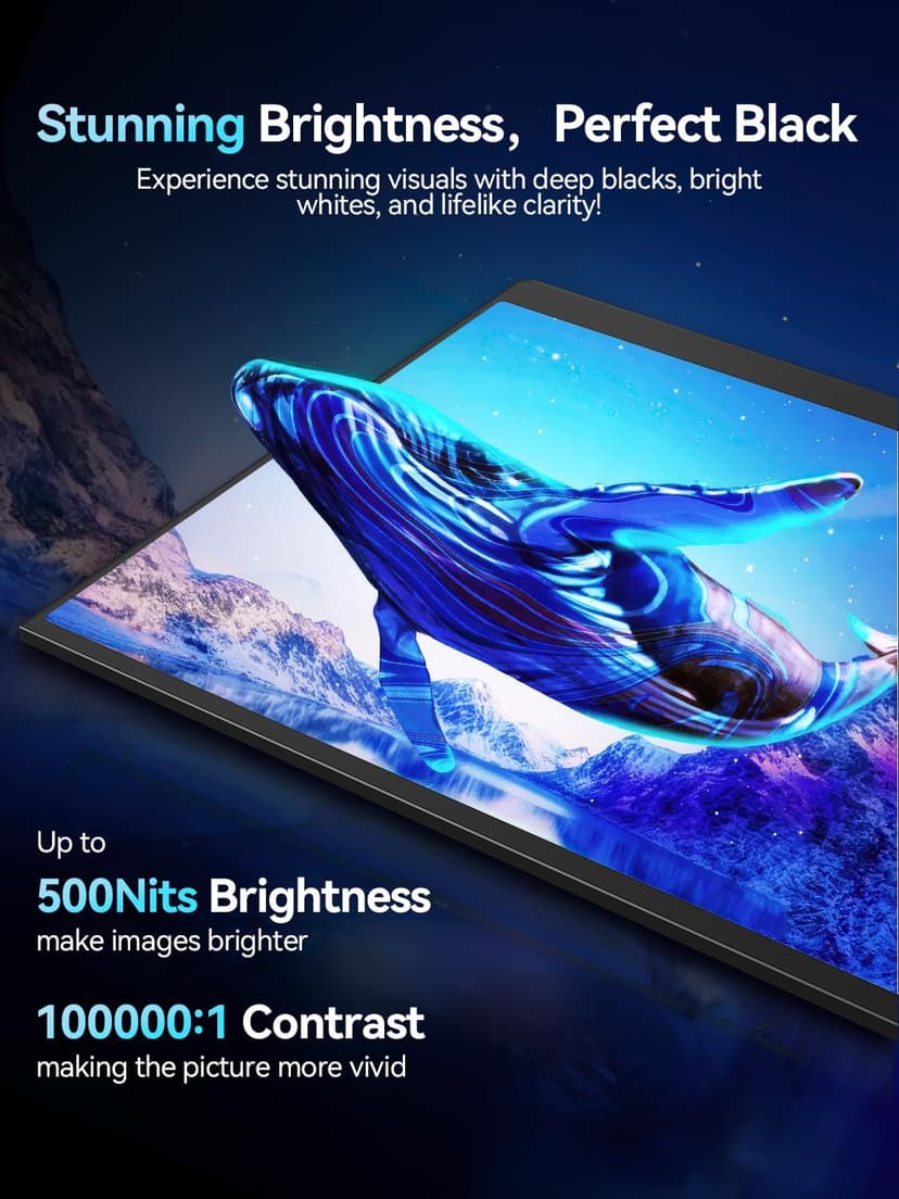 Newsoul 16" OLED Portable Monitor, Laptop Screen Extender 3K 2880x1800 120Hz 0.1ms Response, 500 Nits Brightness, 100000:1 Contrast, 100% DCI-P3 Ultra-Slim Travel Monitor for Phone Game Consoles