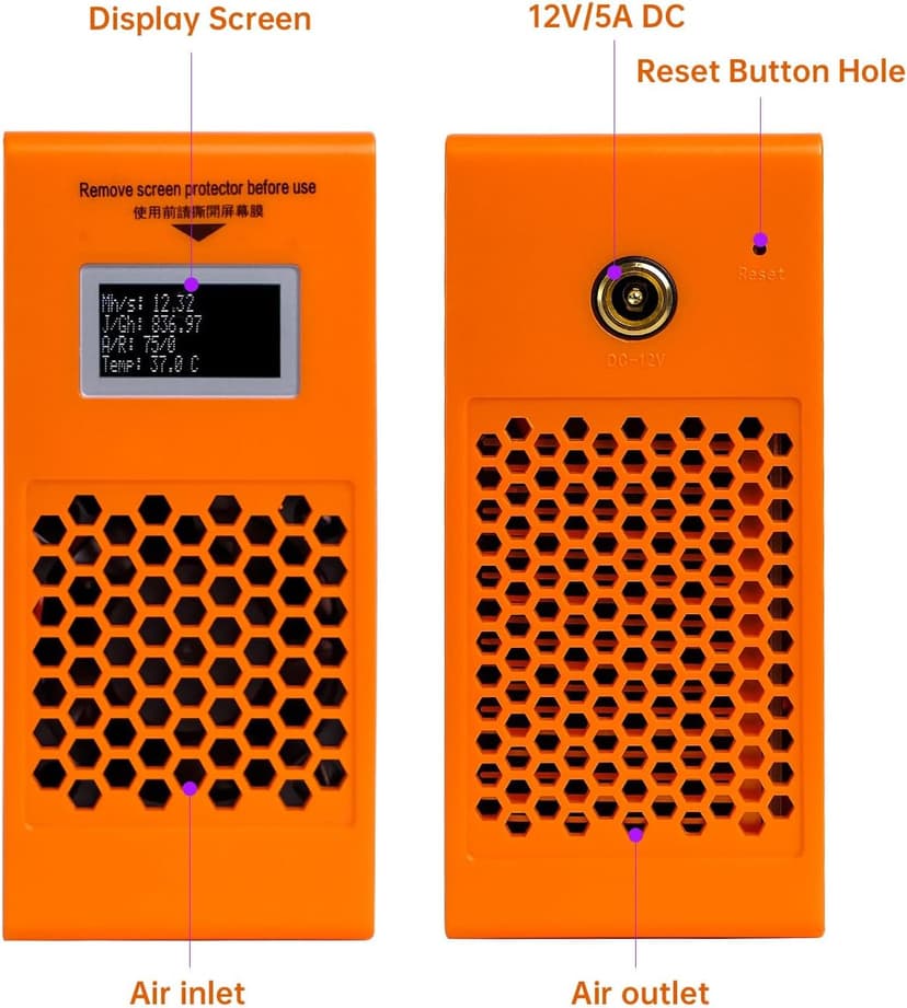 Litecoin, Dogecoin Miner Lucky Miner LG07 Scrypt Algorithm ASIC Miner 11MH/S 2.4GHz WiFi or Hotspot Quiet Include PSU, Crypto Mining Machine for Home Use，Orange