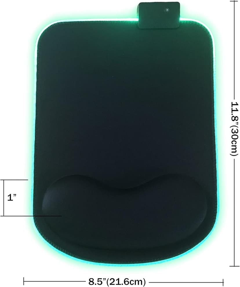 RGB LED Mouse pad with Ergonomic Wrist Rest Support, Non-Slip Kawaii Mouse Pads, 11.8” x 8.5” Gaming Wrist Pads, Pain Relief, and Easy Typing, Gaming, Notebook Computer Work and Game (Black)