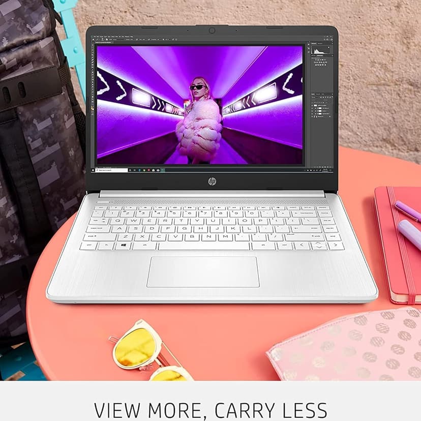 HP New 14" HD Ultral Light Thin Laptop, Quad-Core Intel Celeron Processor, 16GB RAM, 320GB (64GB eMMC+ 256GB Card), Wi-Fi, Upto 11 Hours, Windows 11 S + 1 Year Office 365+HubxcelAccessory, White