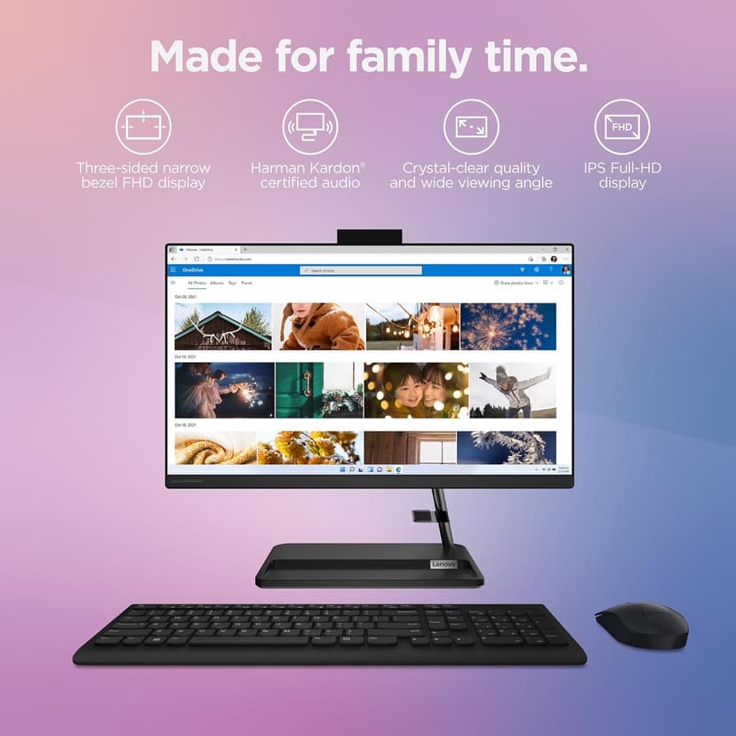 Lenovo IdeaCentre AIO 3i - All in One Desktop - PC Computer - Mouse & Keyboard Included - 21.5" FHD Display - Windows 11-8GB Memory - 256GB Storage - Intel Core i3-1215U