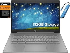 HP Chromebook 14 Laptop (14" HD, Intel 4-Core Celeron N4120, 4GB RAM, 192GB Storage, UHD Graphics 600) for Home & Student, Light Weight & 14-Hr Battery Life, Webcam, Wi-Fi, IST HUB, Chrome OS, Grey