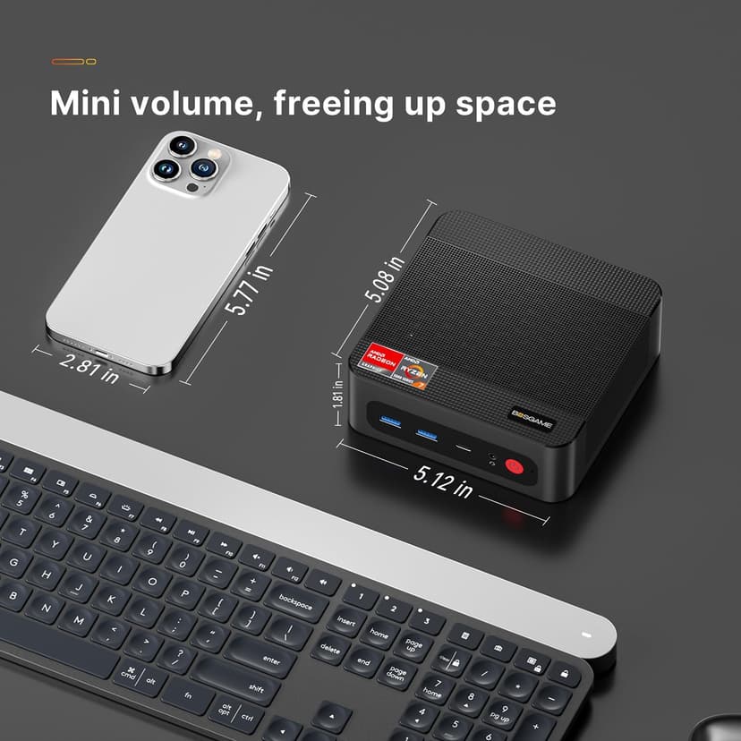 P4 Plus Mini PC Desktop Computers, AMD Ryzen 7 5825U (up to 4.5GHz), 32GB DDR4, 1TB PCIe SSD, Dual LAN 2.5G & Wi-Fi 6E & BT5.2, 4K Triple Display, Compact Silent PC for Gaming, Office, Design