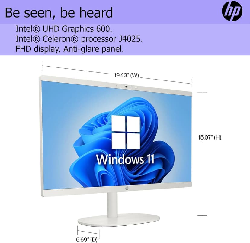 HP Business All-in-One Desktop| 22" Full HD Display| Intel Dual-core Processor| 16GB RAM| 512GB PCIe SSD| 128GB External Drive & Microsoft Office Trial| KB&Mouse| HDMI&USB-C| WiFi6| Windows 11 Pro