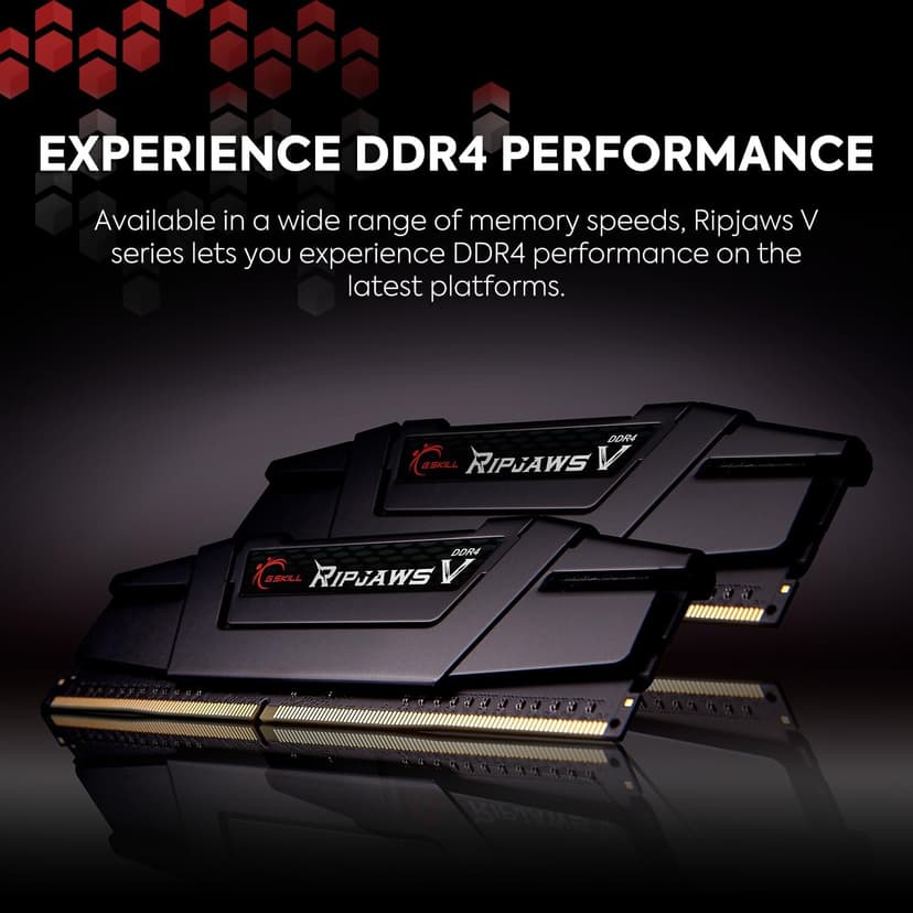 G.SKILL Ripjaws V Series (XMP) DDR4 RAM 16GB (2x8GB) 3600MT/s CL16-19-19-39 1.35V Intel AMD Desktop Computer Memory UDIMM - Black (F4-3600C16D-16GVKC)