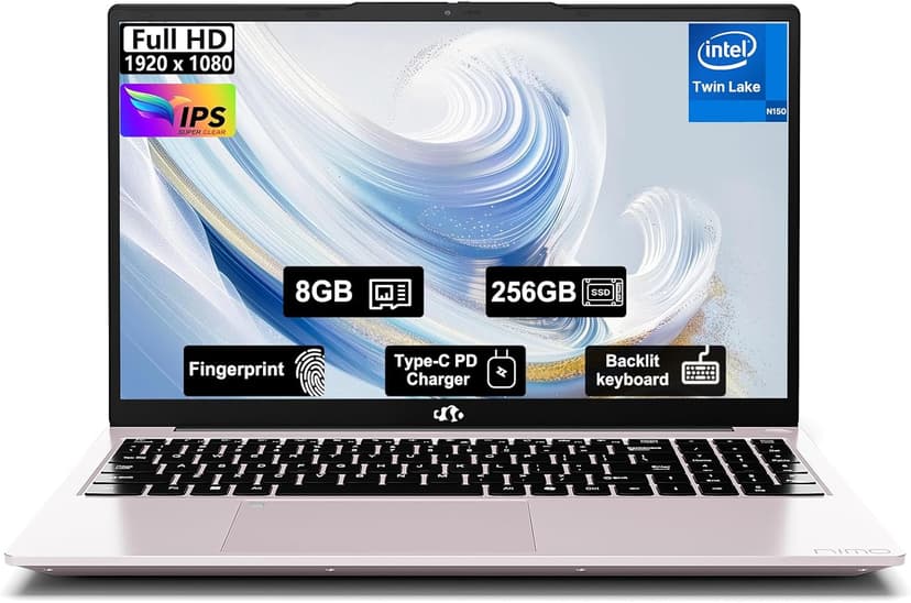 15.6" FHD IPS Student-Laptop Computer - 8GB RAM 256GB SSD, 4 Cores 13th Gen Intel N150(Beat to i3-1115G4, Up to 3.6GHz), 65W GaN Type-C, Fingerprint, Backlit Keyboard, Wi-Fi 6, BT5.2, Numpad