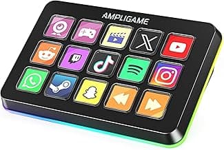Fifine AmpliGame Stream Controller with 15 Macro Keys, Streaming Keyboard with Trigger Actions in OBS/Twitch/YouTube/Streamlabs, Shortcut Buttons Keypad Works with Mac and PC-D6