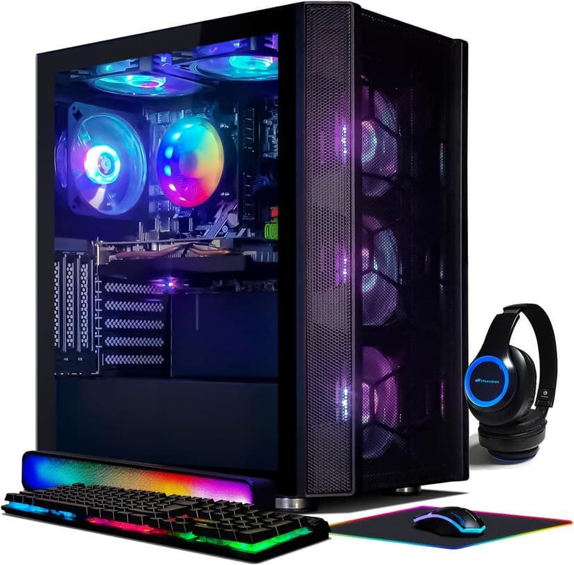 STGAubron Desktop PC, Intel Core i7 up to 3.9G, GeForce RTX 3060 12G GDDR6, 32G, 1TB SSD, WiFi, BT 5.0, RGB Fanx6, RGB Keybaord, RGB Mouse, Mouse Pad, RGB Bluetooth Sound Bar, RGB BT Gaming Mic W1