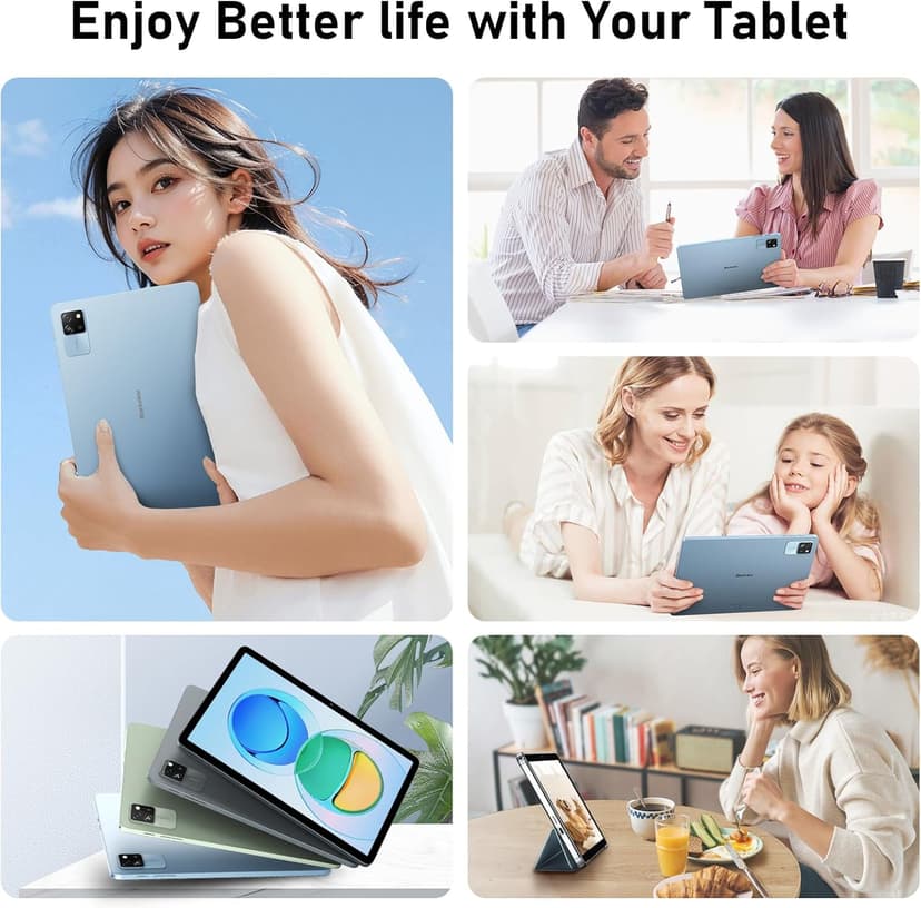 Blackview 10 inch Android Tablet, 2025 Android 14 Tablet with 12(4+8) GB+128GB 2TB Expand, Dual Speakers and Camera, BT5.3, WiFi 6, Google GMS, 2.0GHz CPU, Support Widevine L1, PC Mode,Blue