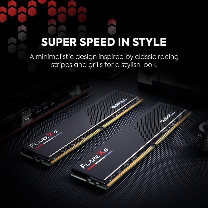 G.SKILL Flare X5 Series (AMD Expo & Intel XMP 3.0) DDR5 RAM 64GB (2X 32GB) 6000MT/s CL36-36-36-96 1.35V Desktop Computer Memory U-DIMM - Matte Black (F5-6000J3636F32GX2-FX5)