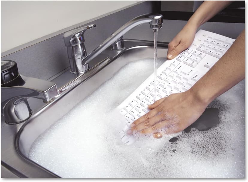 Kensington 64406 Pro Fit USB Washable Keyboard, 104 Keys, Wired, White