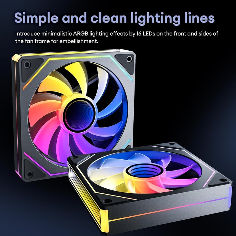 6 Pack RGB Fans, Infinity Mirror, Cable Connector 3 Pin 5V Addressable RGB Fans with Controller (Not Daisy Chain), PWM PC Fan 1800 RPM, 52.4 CFM, Infinity Series