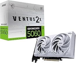 MSI Gaming RTX 5060 8G Ventus 2X OC White Graphics Card (8GB GDDR7,128-bit, Extreme Performance: 2535 MHz, DisplayPort x3 2.1a, HDMI 2.1b, NVIDIA Blackwell Architecture)