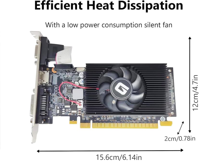 GeForce GT 610 2G DDR3 Low Profile Graphics Card, PCI Express 1.1 x16, HDMI/VGA/DVI, Entry Level GPU for PC, SFF and HTPC, Compatible with Win11