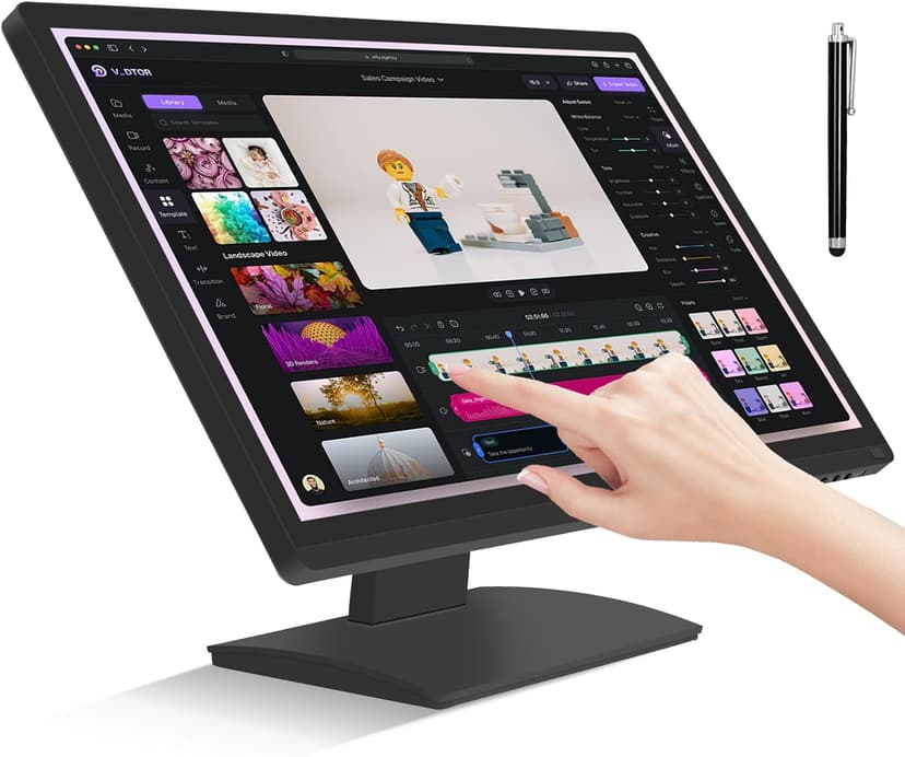 24 Inch Touchscreen Monitor, IPS FHD 1080P Touch PC Display, 100Hz, LED Backlit Multi-Touch Monitor, VESA, HDMI & VGA & USB Computer Touch Screen for Gaming, Business, Warehouse, Bar, Gym