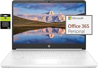 HP 14" Ultral Light Laptop for Students and Business, Intel Quad-Core N4120, 16GB RAM, 128GB Storage(64GB eMMC+64GB Ghost Manta SD), 1 Year Office 365, Webcam, HDMI, WiFi, USB-A&C, Win 11 S