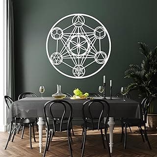 YDONVTI Metatron Cube Large Metal Wall Decor, Metal Sacred Geometry Wall Art, Spiritual Wall Decor, Meditation Decoration,Wall Hanging for Living Room Yoga Room (White, 19"x19"|47x47 cm)