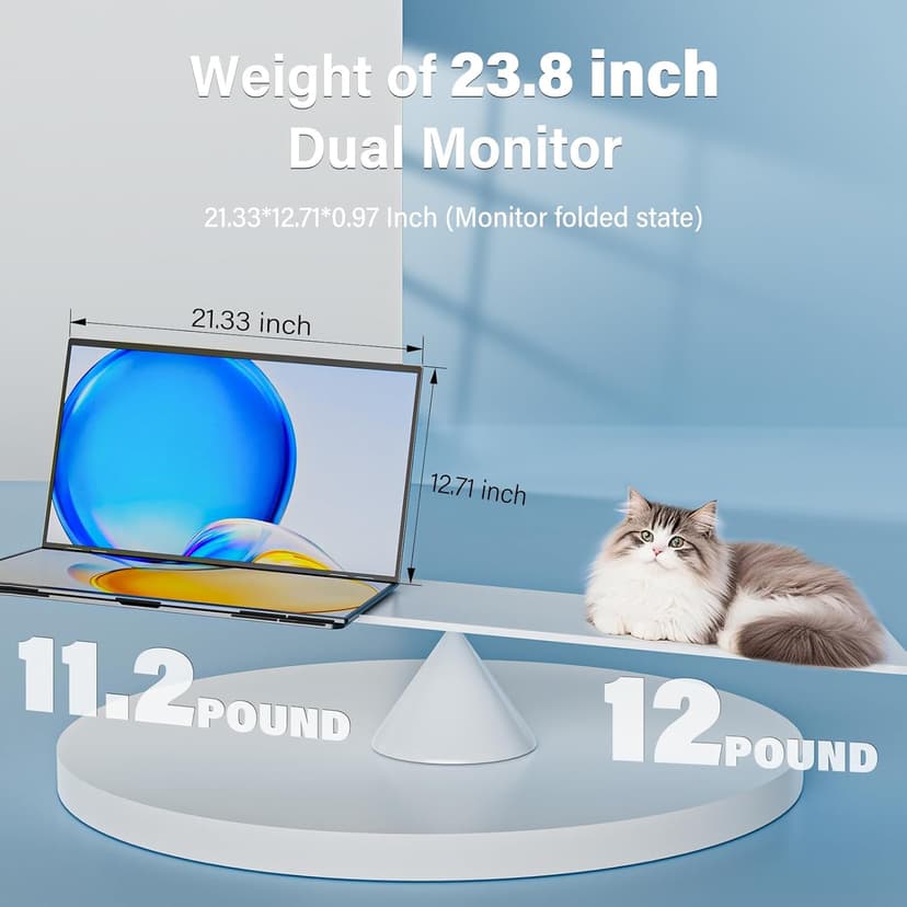 InnoView 23.8" FHD 100Hz 100% sRGB Dual Monitor 315°Adjustable Monitor Extendrer for Windows Mac w/HDMI Type-C Work Gaming Office Triple Monitors