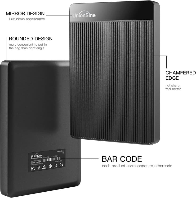 UnionSine 320GB 2.5" Ultra Slim Portable External Hard Drive HDD-USB 3.0 for PC, Mac, Laptop, PS4, Xbox one,Xbox 360,HD-2510(Black)