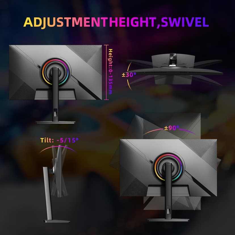 27 Inch QHD 2560 x 1440 Gaming Monitor, 180Hz (Up to 200Hz),1ms GTG, Fast IPS, DCI-P3 93%, High Brightness 450cd/㎡, G-Sync, Height Adjustable Vertical Stand, Speakers, DP/HDMI, 144Hz 2K Monitor