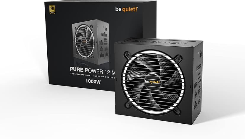 Pure Power 12 M 1000W | ATX 3.1 Compliant | 80 Plus® Gold | Modular Power Supply | for PCIe 5.0 GPUs and GPUs with 6+2 pin connectors | 12VHPWR Cable Included | Silent 120mm be quiet! Fan - BN506
