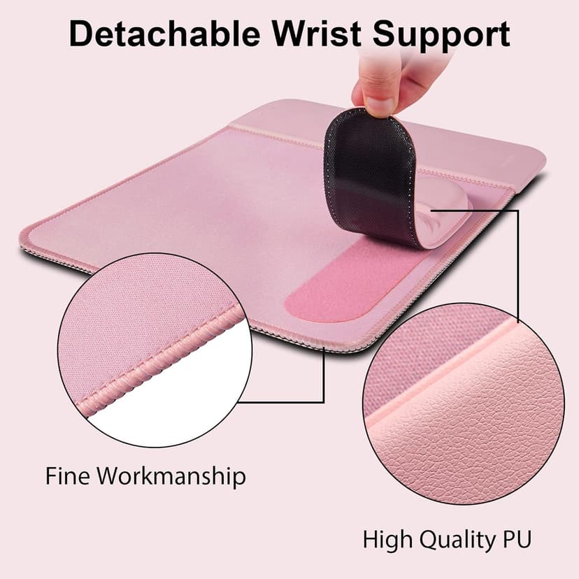 15W Wireless Charging Mouse Pad with Detachable Wrist Support and 20W Power Adapter, Fast QI Wireless Phone Charger Mouse Mat for iPhone 16/15/14/13/12/11/X and Samsung Multiple Devices (Pink)