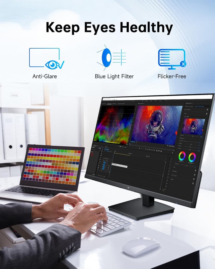 27 Inch Computer Monitor - QHD (2560 x 1440) Display, Up to 120Hz Monitor, IPS Panel, 123% sRGB, HDMI 2.0 x 2 & DP 1.4 x1, Freesync & G-sync, Eye-Friendly Screen PC Monitors for Work Gaming